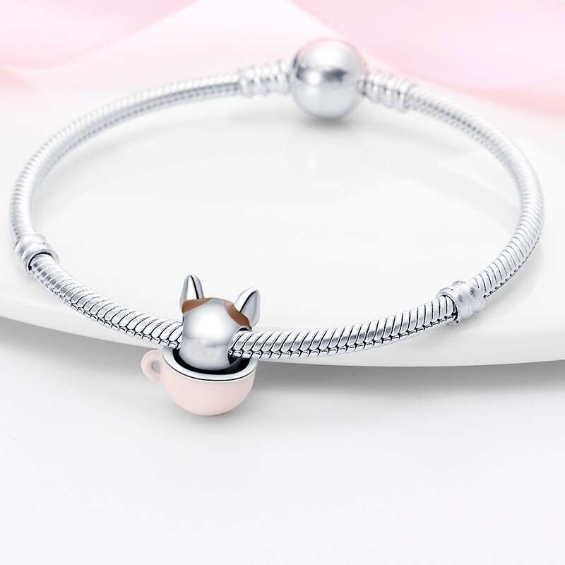 New 925 Sterling Silver Charm Cup Cute Dog Beads Fit Charms Silver 925 Original Bracelet DIY Jewelry Making For women Gifts