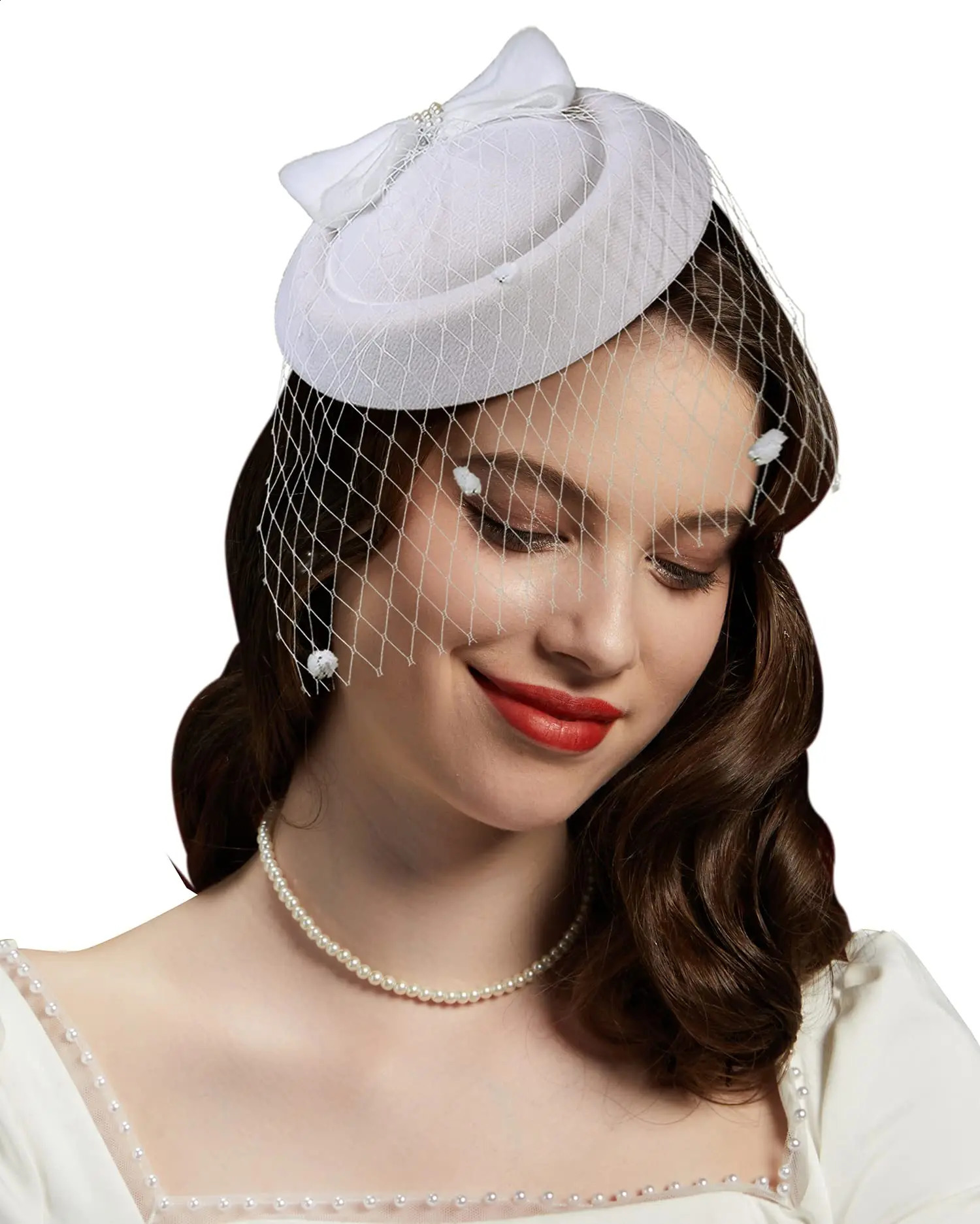 20s 50s Vintage Pillbox Hat Veil Fascinators Cocktail Tea Party Headwear Clip Fascinator for Women 240906