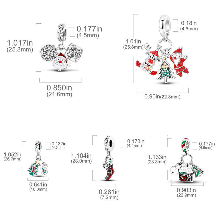 New 925 Sterling Silver Charm Christmas Gift Socks Beads Christmas Tree Santa Claus Pendant Fit Charms Silver 925 Original Bracelet DIY Jewelry Making
