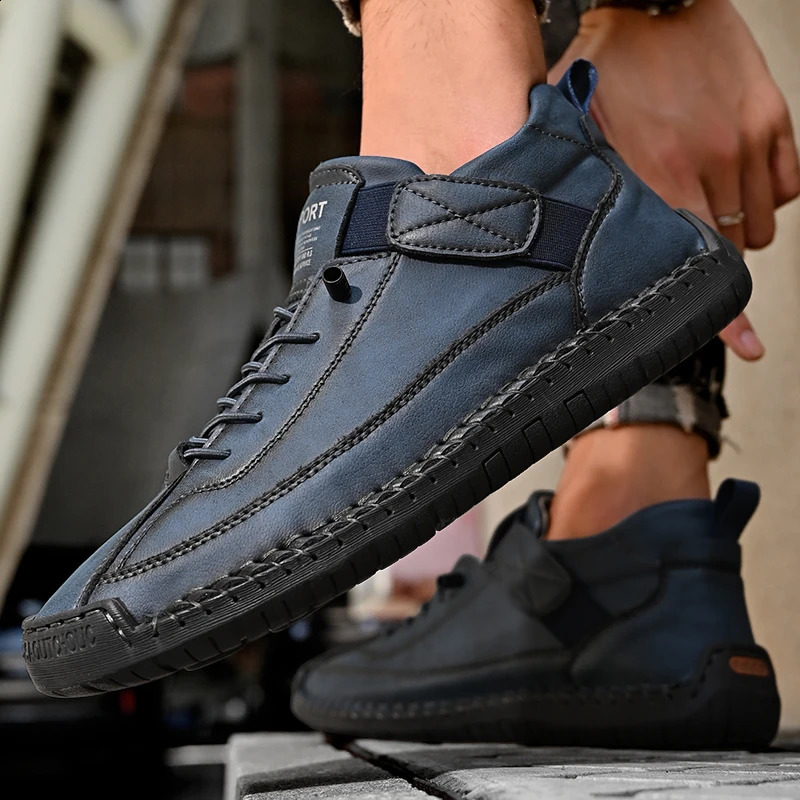 Genuine Leather Men Casual Shoes Breathable Sneakers Fashion British Style Loafers Men er Boat Shoes Zapatos Hombre 240909