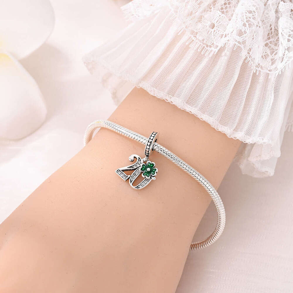 New 925 Sterling Silver Charm Lucky Number 20 Pendant Fit Charms Silver 925 Original Bracelet DIY Jewelry Making For women Gifts
