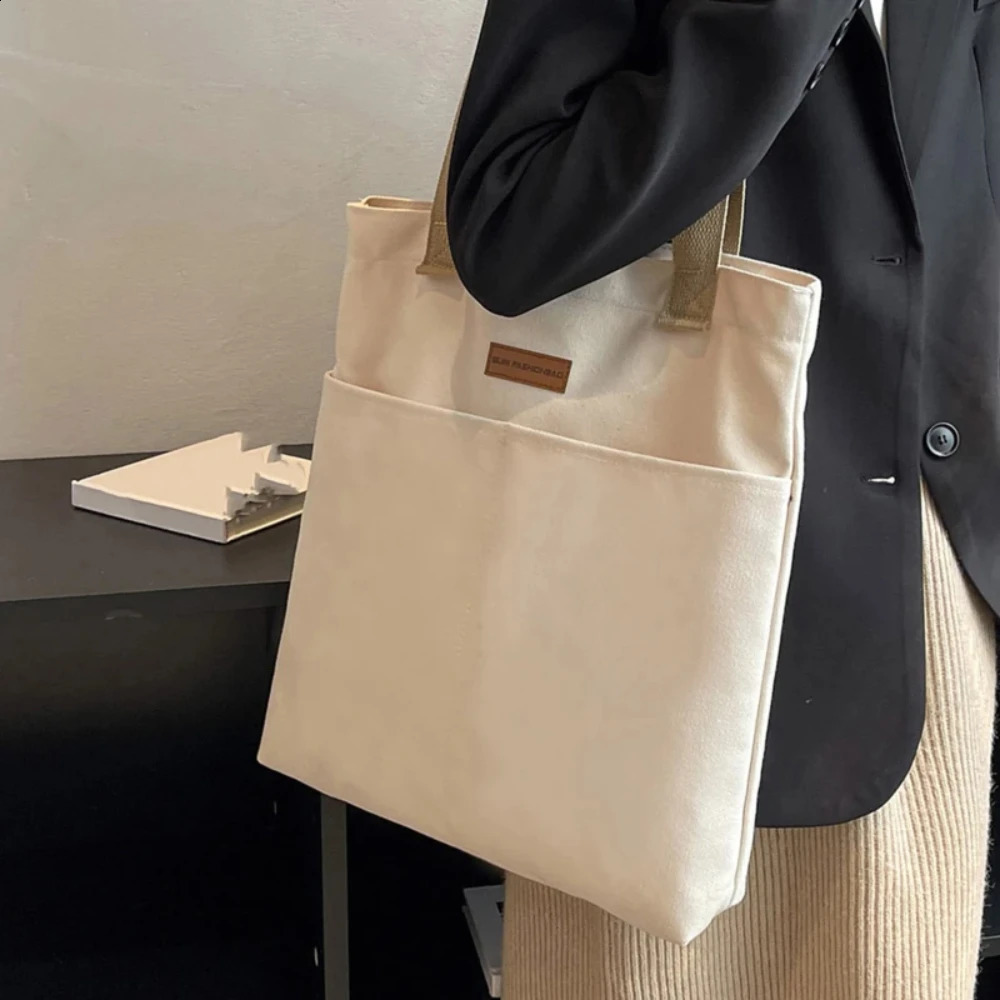 1Pc Womens Tote Bag Canvas Sewing Thread Large Capacity Advanced Sense Handbag Convenient Practical Females y240914