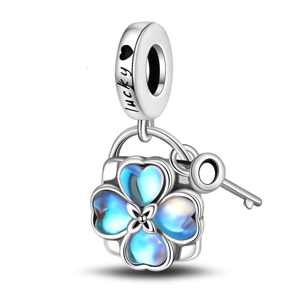 New 925 Sterling Silver Charm Colorful Stone Pink Tree of Life Clover Pendant Fit Charms Silver 925 Original Bracelet DIY Jewelry Making For women Gif
