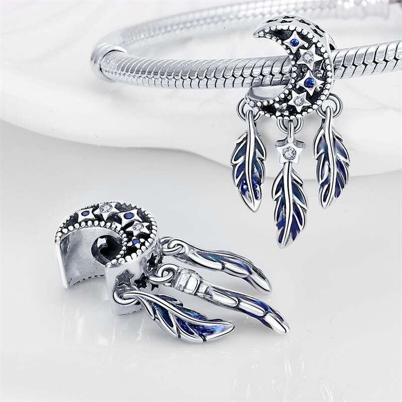 New 925 Sterling Silver Charm Blue Dream Catcher Pendant Fit Charms Silver 925 Original Bracelet DIY Jewelry Making For women Gifts