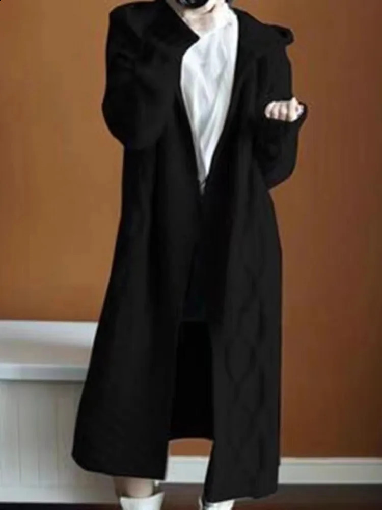 Womens Sweater Autumn Winter Knitted Long Open Woolen Sweater Korean Fashion Loose Large Full Sleeve Casual Hoodie Knitted 240914