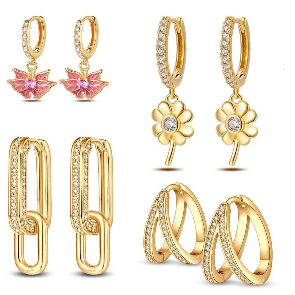 Four leaf clover series Earring with gold plated fit 925 Sterling silver rings for women Gifts Wholesale