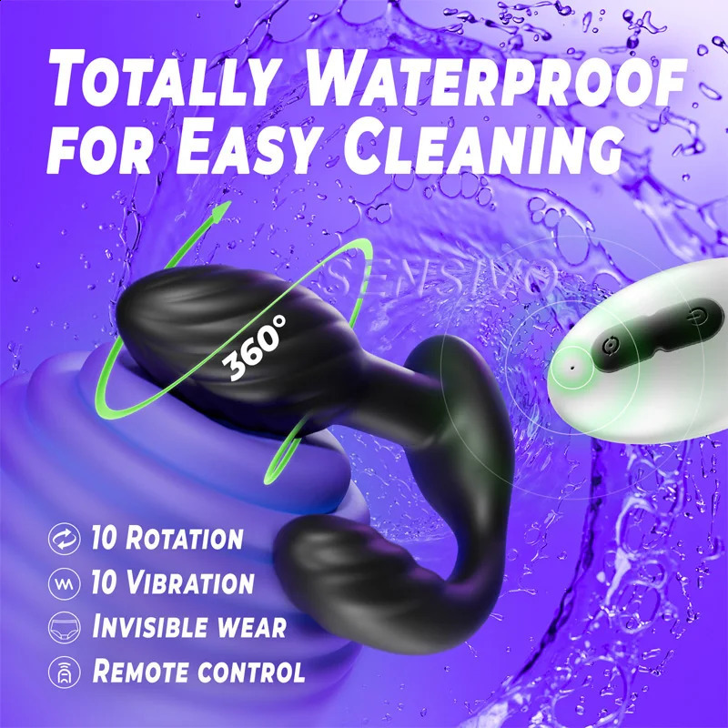 SENSIVO 360 Rotating Anal Plug Wireless Vibrator Hip Twisting Masturbator Male Prostate Massager Adult Couple Sex Toy 240914