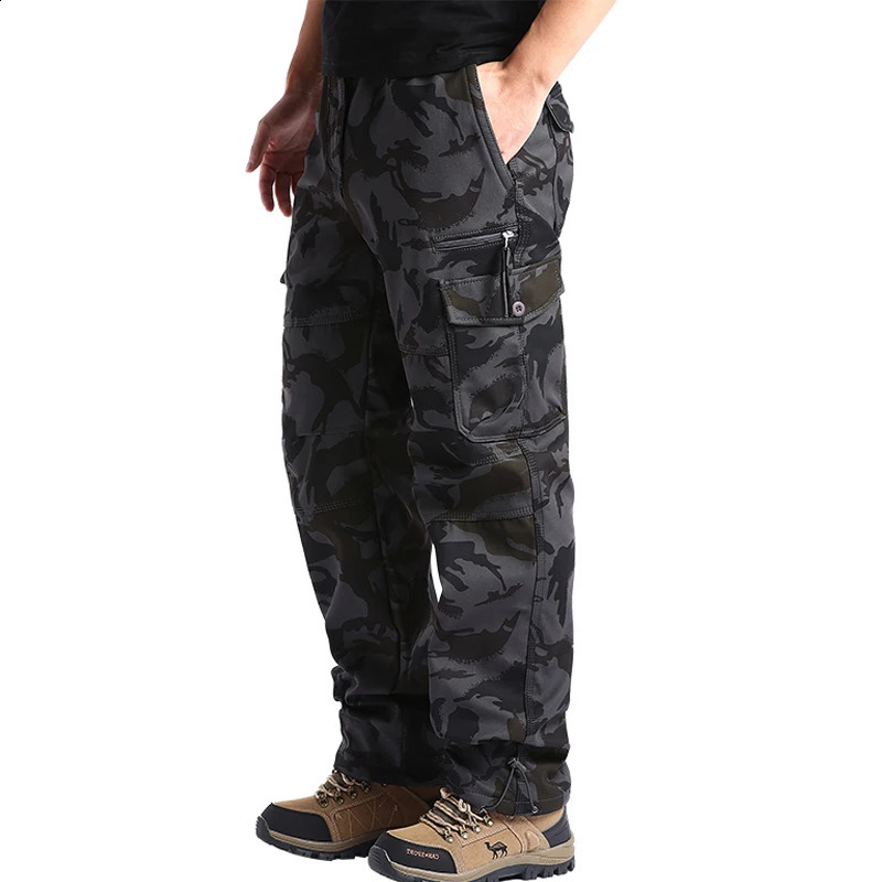 Mens Overalls Loose Straight Multi-Pocket Casual Pants Outdoor Training Sports Camouflage Tactical Pants Cotton Comfort 240911