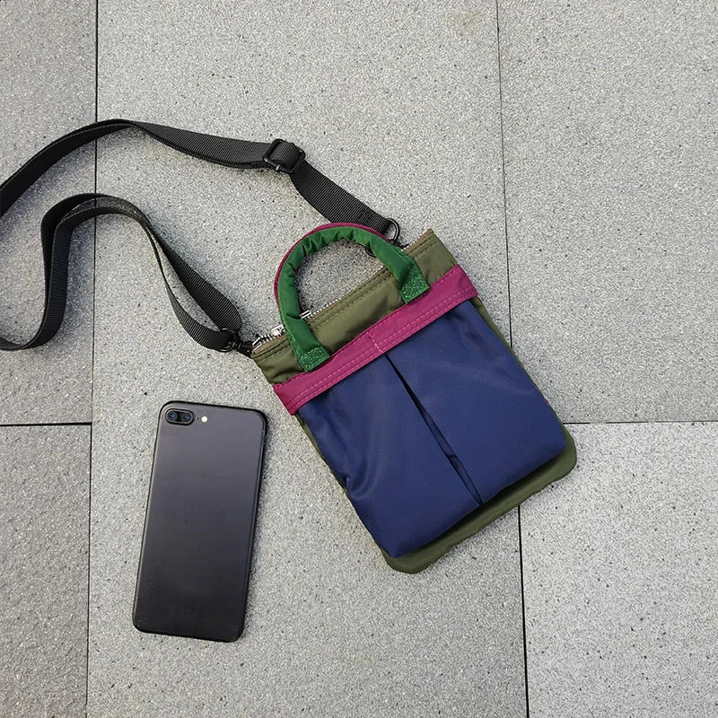 Casual mens fashionable shoulder messenger bag nylon phone bag unisex ten font travel waist bag mens chest pocket small backpack 240912