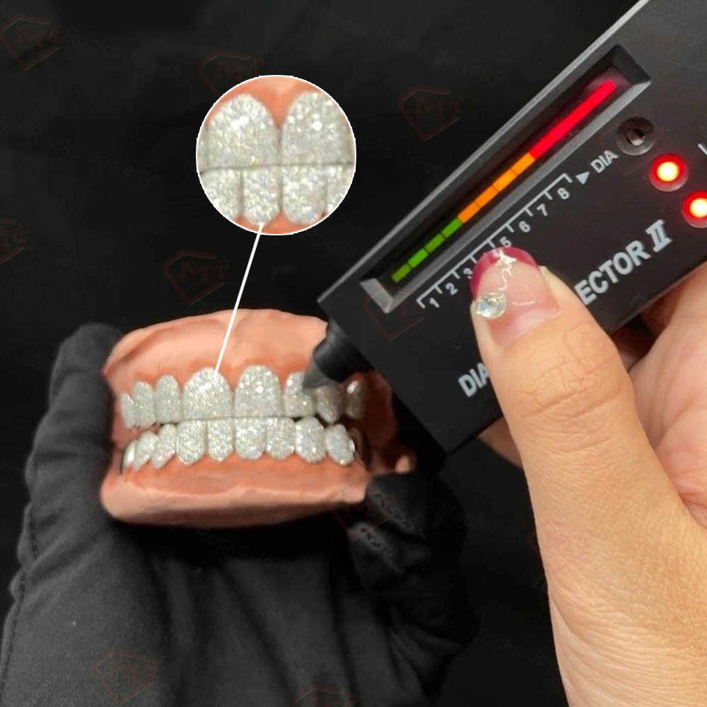 Iced Out Hip Hop Grillz Diamond Teeth Rappers 8 Top 8 Bottom Gold Plated 925 Sterling Sliver Vvs Moissanite Grillz