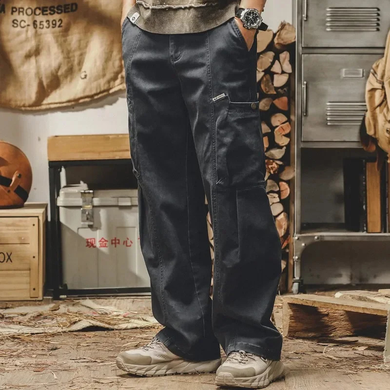 Military Multi-pocket Cargo Pants For Men Autumn Casual Tactical Baggy Trousers Y2K Vintage Appliques Wide Leg Sweatpants 240911