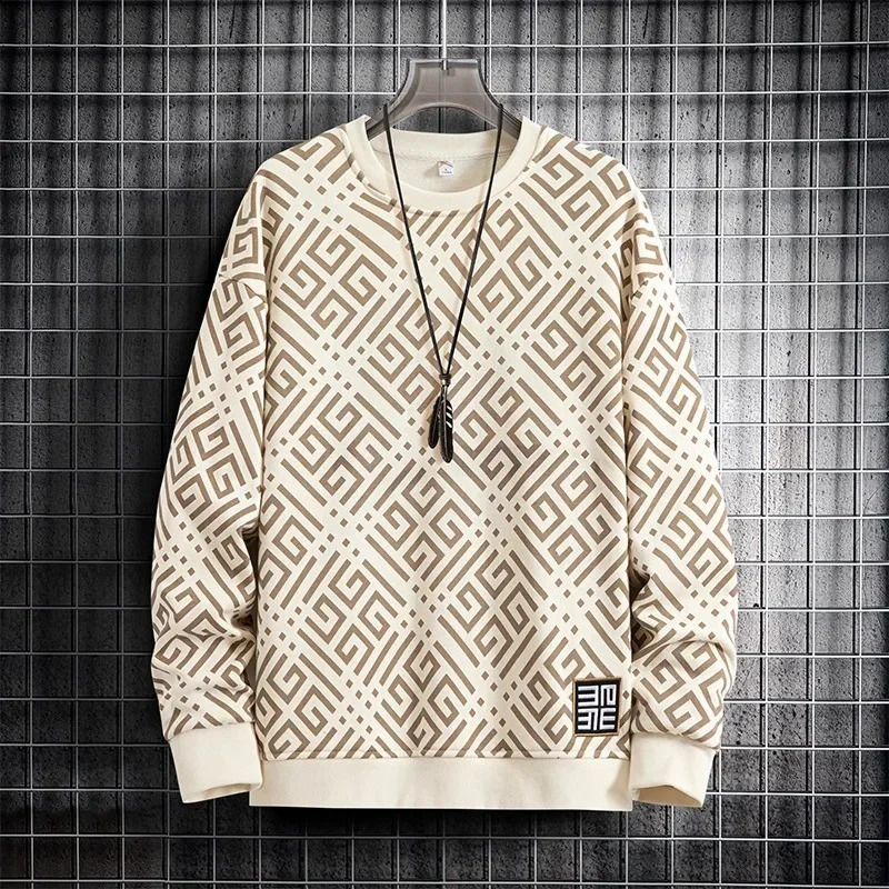 Printed Sweatshirt Men Plus Size Pullovers Oversized Sweater 7XL 8XL Man Round Neck Long Sleeve Loose Tops Big Clothing 240907