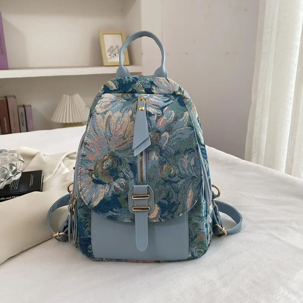 Home>Product Center>Product Center>Chinese Style Oil Painting Bag Korean Fashion Fully Matched Casual Backpack Womens Cross body Luggage 2409