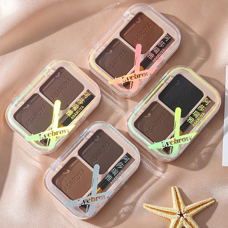 2 Colors In 1 Eyebrow Powder Professional Natural Makeup Palette Eyebrow with Eye Brush Enhancers Eye Brows Nose Shadow Powder 240914