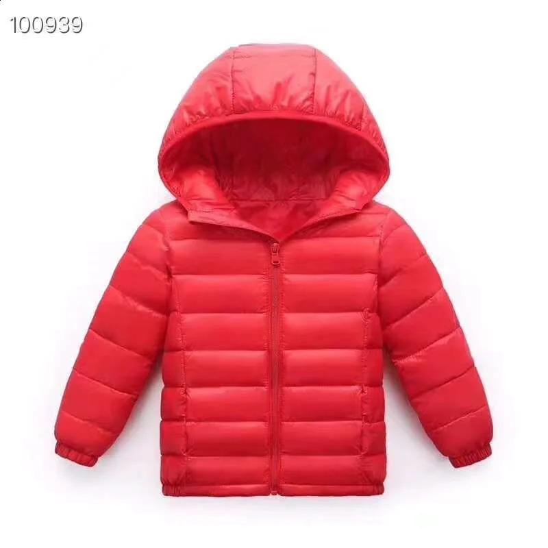 Autumn and winter childrens down jackets thin warm jackets for boys and girls childrens clothing with hooded zippered jackets for ages 4-12 240903