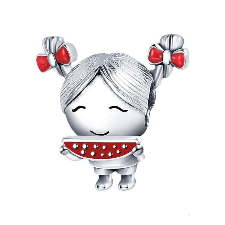 New 925 Sterling Silver Charm Eating Melon Little Girl Beads Fit Charms Silver 925 Original Bracelet DIY Jewelry Making For women Gifts