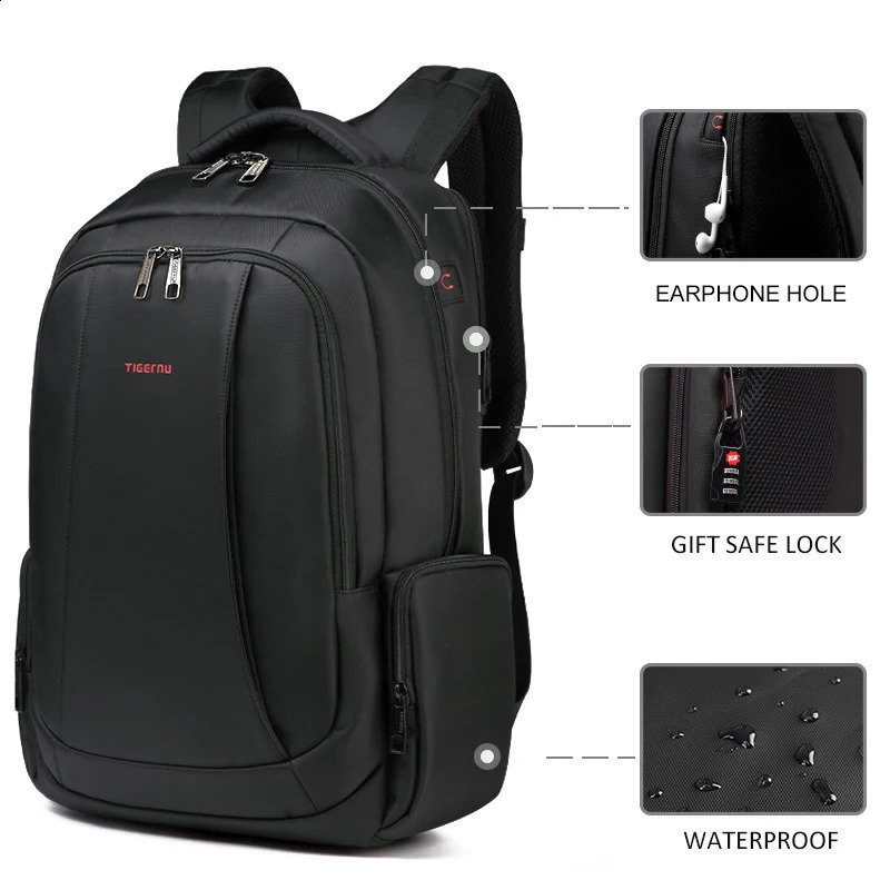 warranty mens backpack 14 15.6 17.3-inch mens laptop backpack anti-theft school backpack mens travel bag Mochila 240914