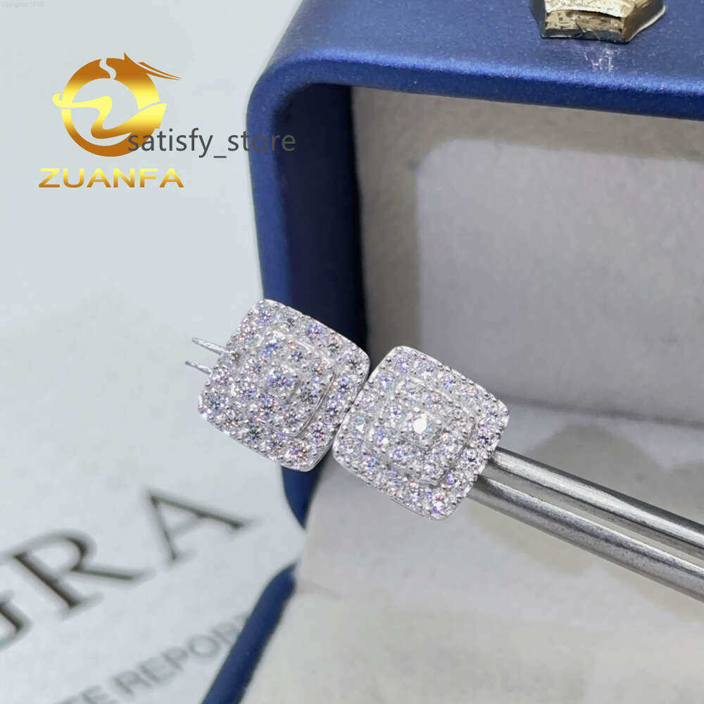Hiphop Earrings Pass Diamond Tester 925 Sterling Silver Gold Plated Classic Moissanite Screw Back