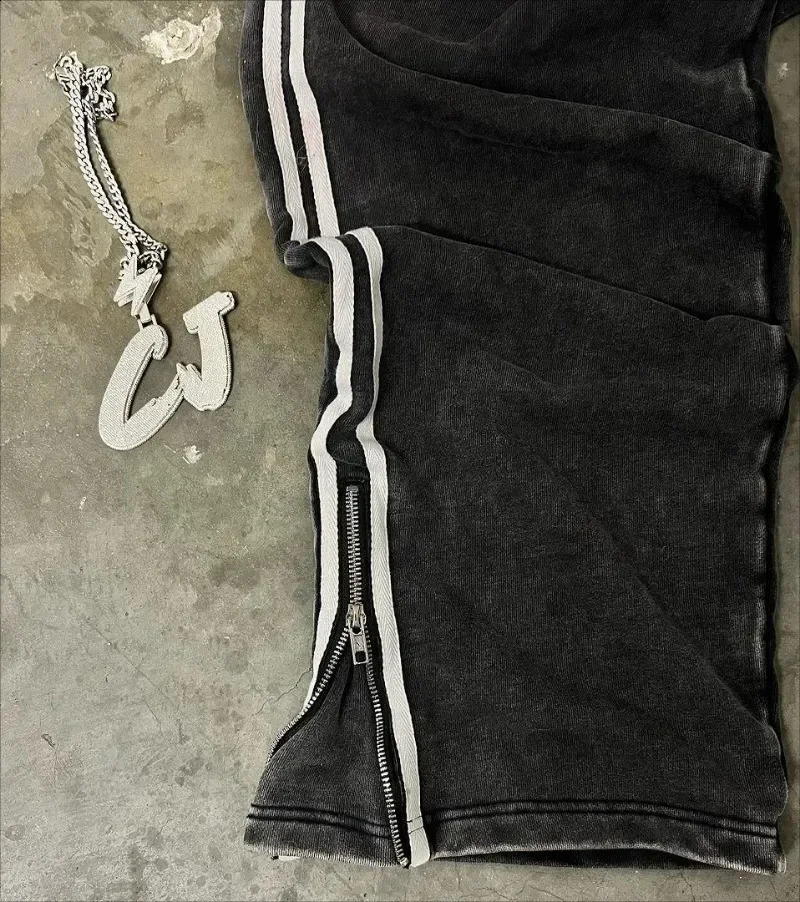 Korean Street Fashion Simple Striped Straight Casual Pants Men and Women Retro Streetwear Hip-hop Couple Loose Y2K Sweatpants 240911