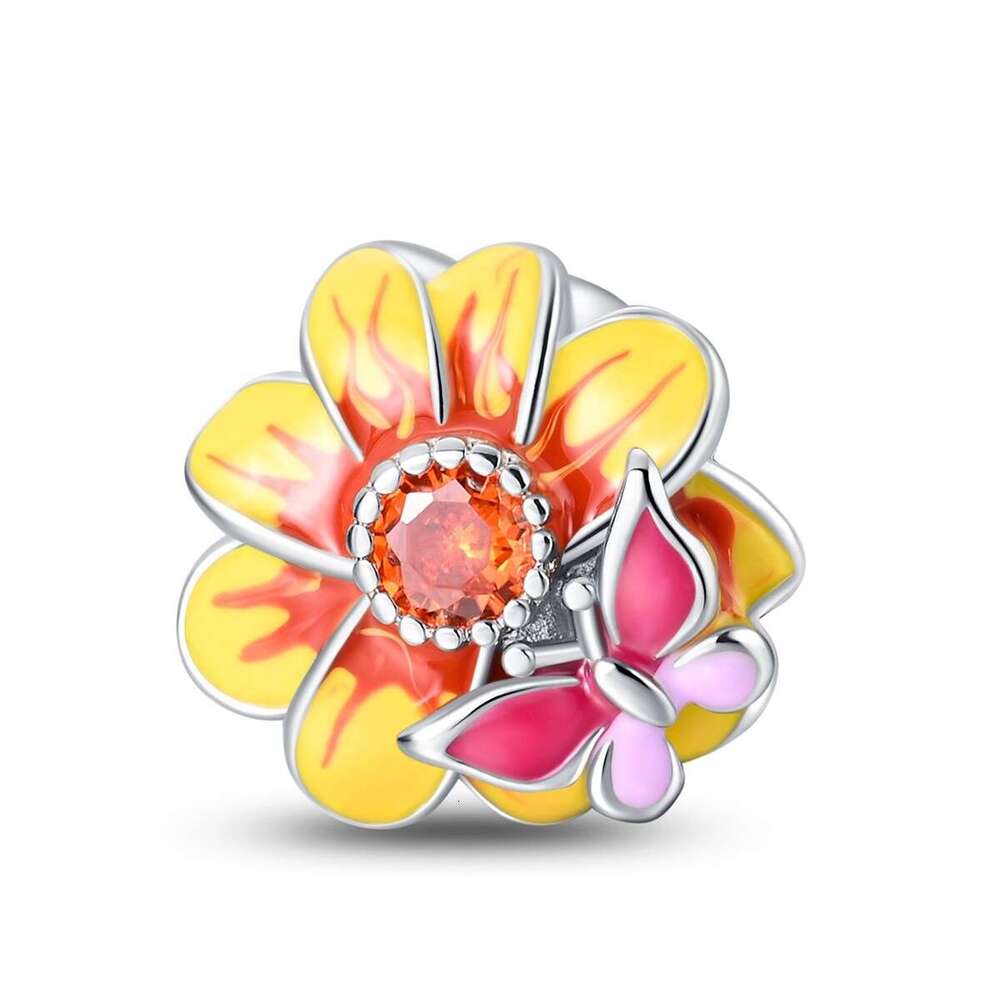 New 925 Sterling Silver Charm Romantic Colorful Small Flower Pendant Fit Charms Silver 925 Original Bracelet DIY Jewelry Making For women Gifts