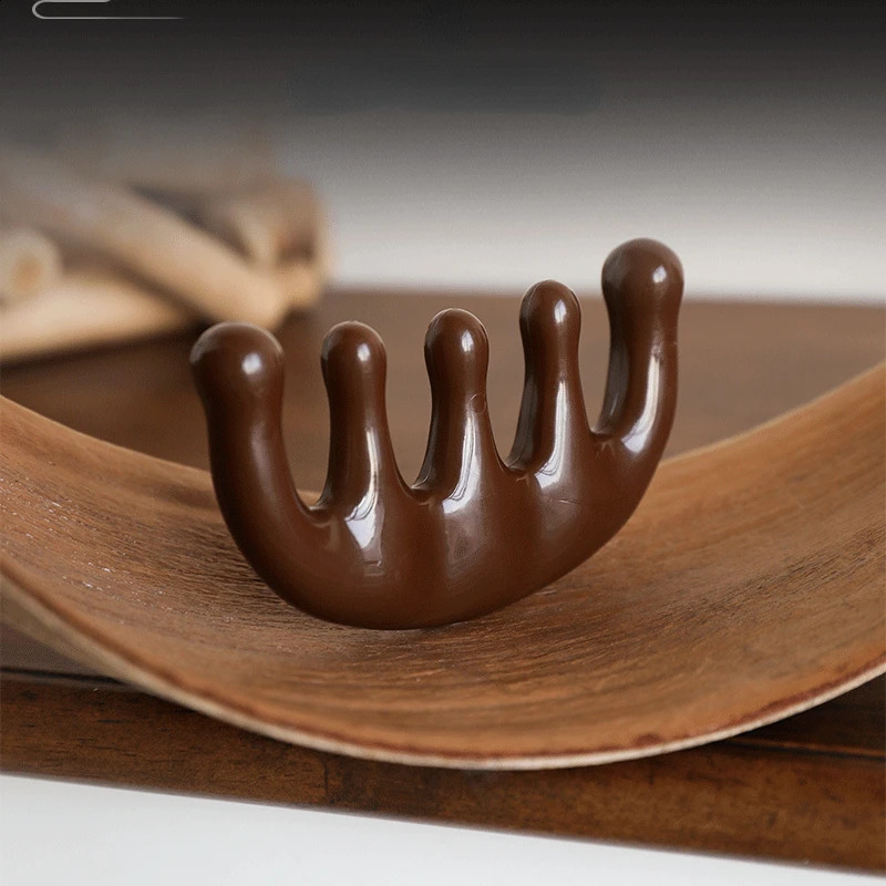 Meridian Massage Comb FiveTooth Handleless Chinese Acupuncture Head Blood Circulation Scalp Scraping Therapy 240911