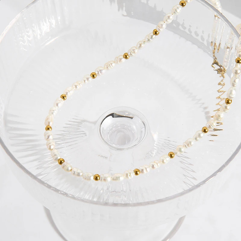 Elegant Baroque freshwater pearl necklace necklace suitable for womens waterproof stainless steel necklace jewelry gifts 240914