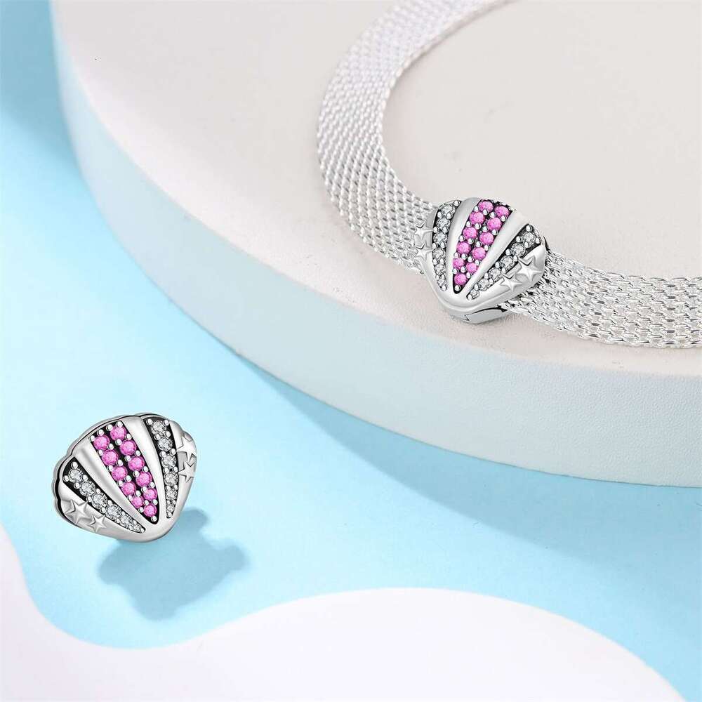 New 925 Sterling Silver Charm Red Heart Pink Shell Violet Butterfly beads Fit Charms Silver 925 Original Bracelet DIY Jewelry Making For women Gifts
