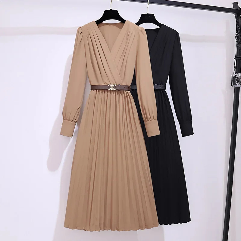 Elegant French Hong Kong style y lightweight womens long sleeved dress early autumn social 240913