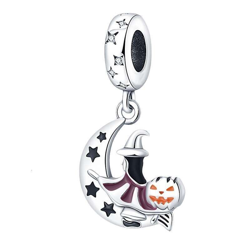 New 925 Sterling Silver Charm Halloween Devil Castle Hollow Pumpkin Fun Elf Pendant Fit Charms Silver 925 Original Bracelet DIY Jewelry Making For wom