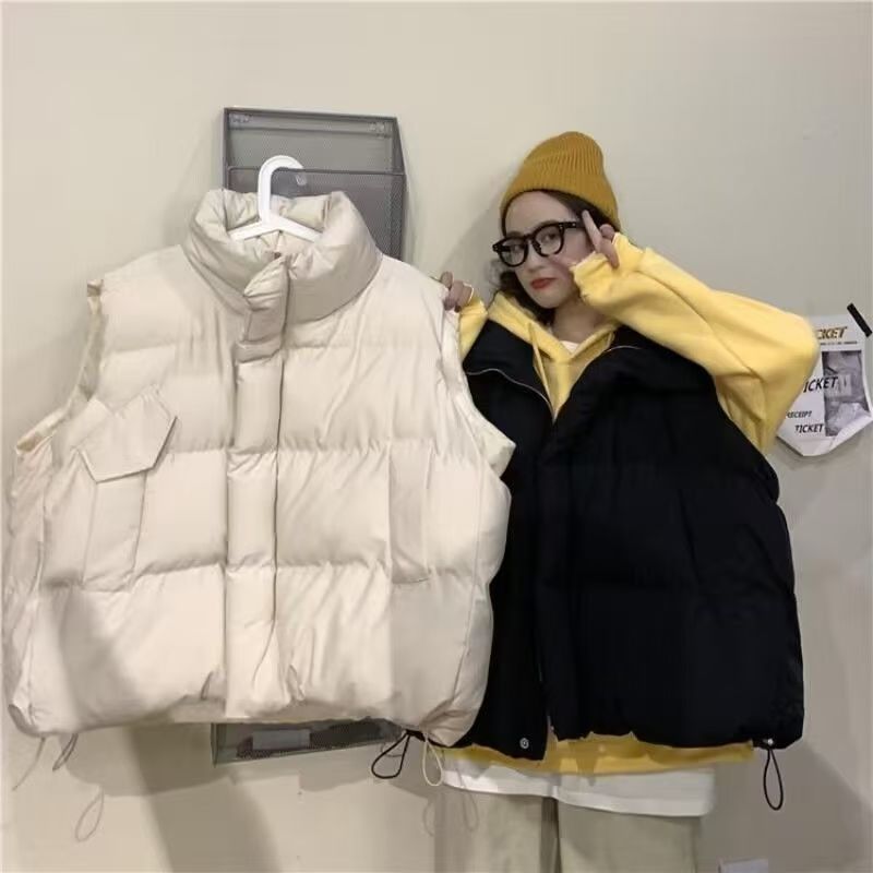 Cotton-padded clothes cotton-padded jacket women's explosive vest milk cashmere niche design gentle wind tank top sleeveless coat.
