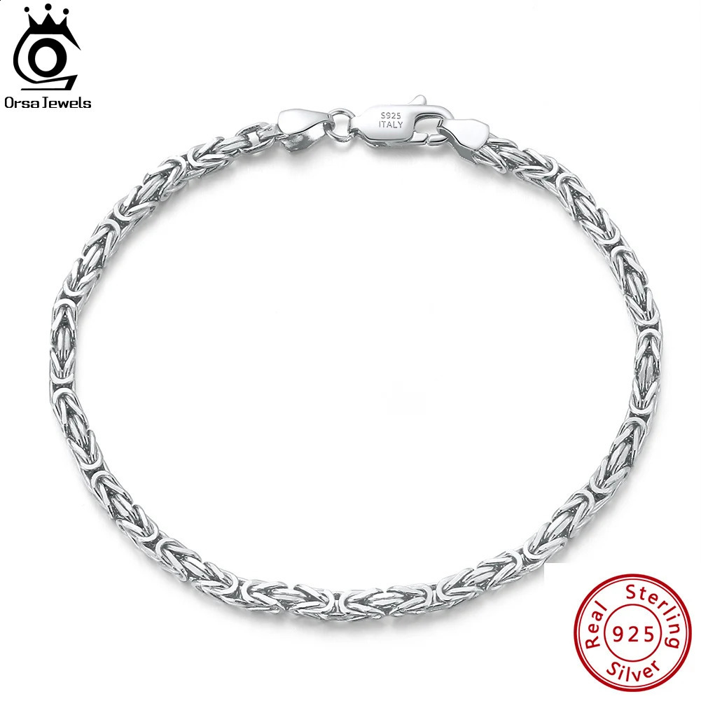 ORSA JEWELS Italy 25mm Flat Byzantine Chain Bracelet for Womens Party 925 Silver y Accessories SB122 240912