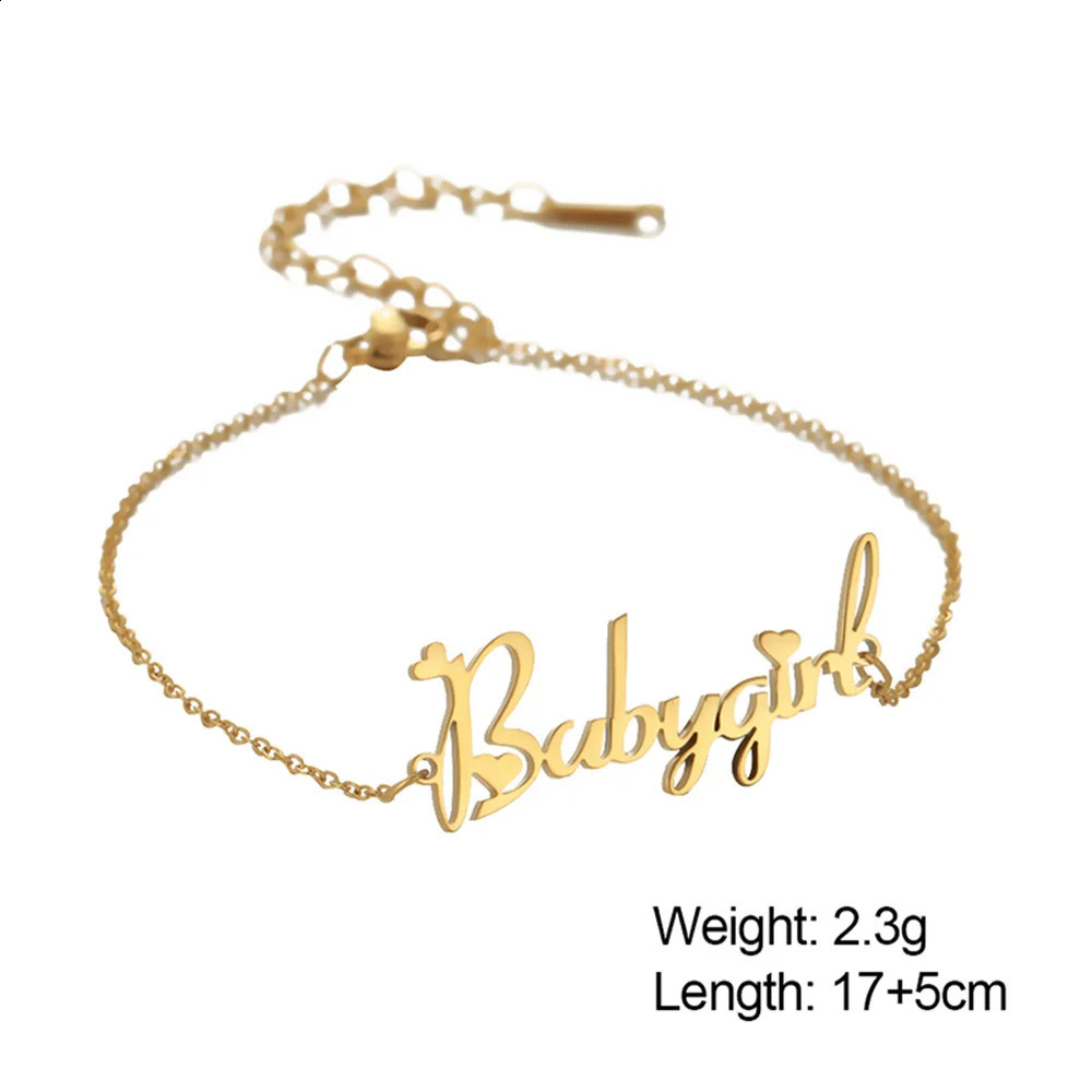 My Shape Custom Name Bracelets for Women Stainless Steel Adjustable Chain Length Customized Personalized Letter Bangles Jewelry 240914