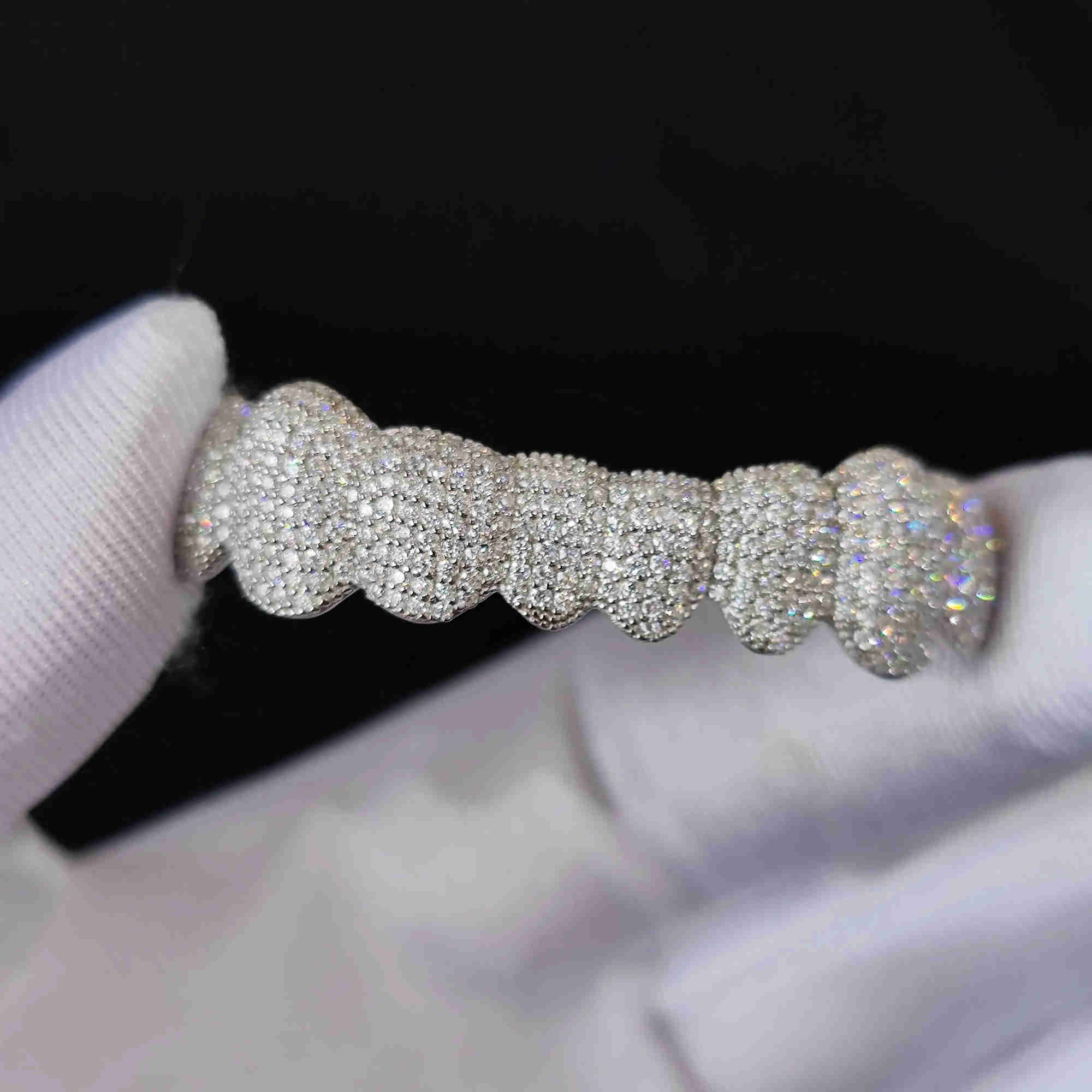 VVS Moissanite diamond Custom Grillz Jewelry Hip hop iced moissanite grill Teeth Grill Sterling Silver Diamond Grills for men