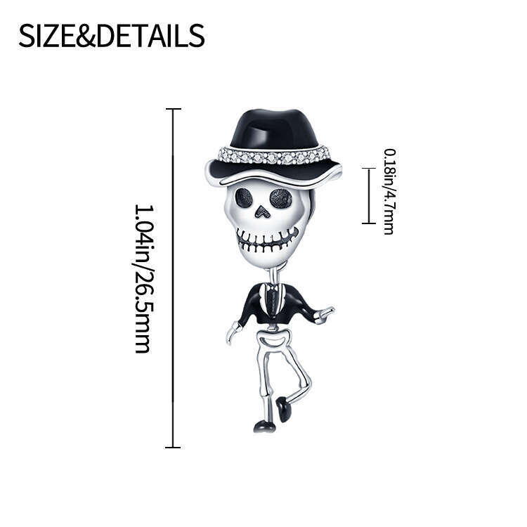 New 925 Sterling Silver Charm Skeleton Man Bracelet pendant Fit Charms Silver 925 Original Bracelet DIY Jewelry Making For women Gifts