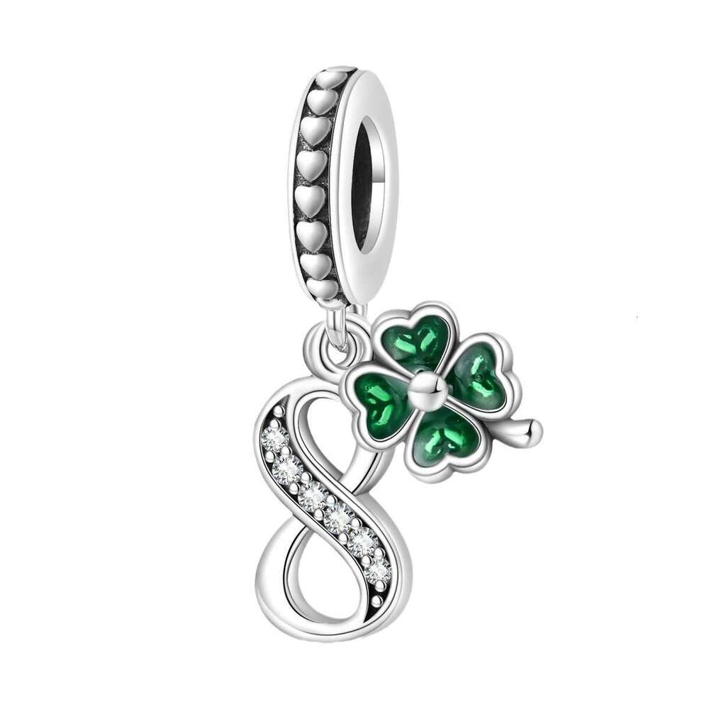 S925 New 925 Sterling Silver Charm Four leaf clover lucky number pendant Fit Charms Silver 925 Original Bracelet DIY Jewelry Making For women Gifts