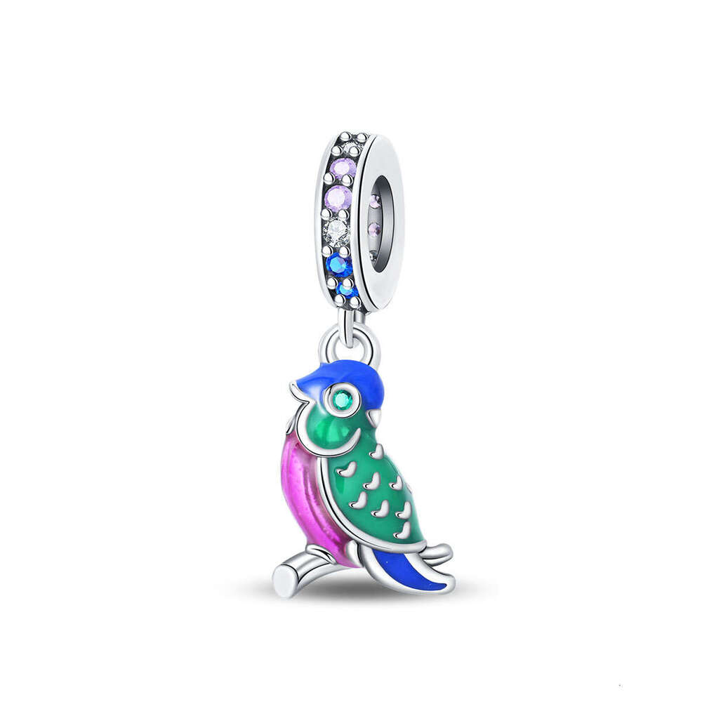 New 925 Sterling Silver Charm Green Parrot Pendant Fit Charms Silver 925 Original Bracelet DIY Jewelry Making For women Gifts