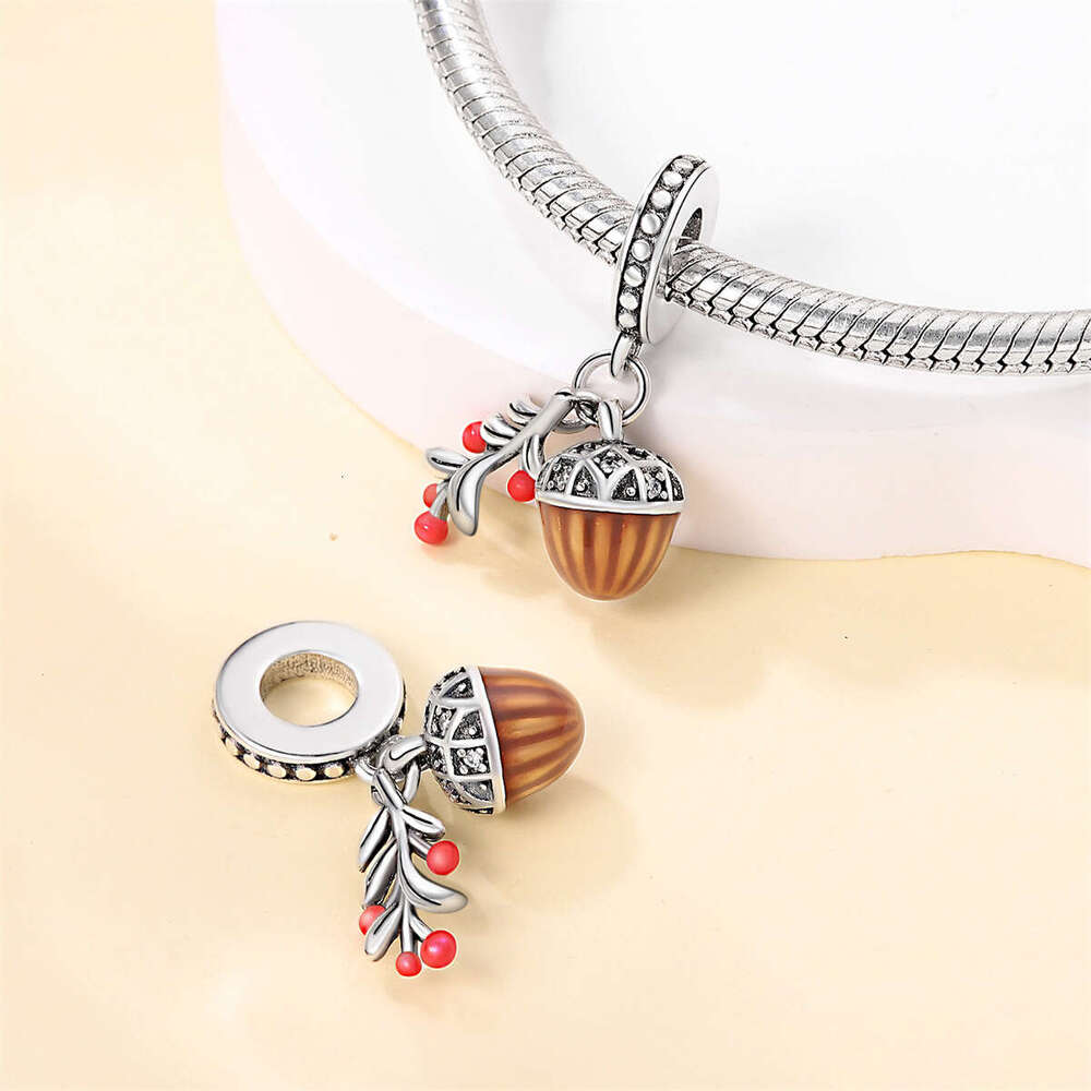 New 925 Sterling Silver Charm Autumn Charm - Pinecone Maple Leaf Pendant Fit Charms Silver 925 Original Bracelet DIY Jewelry Making For women Gifts
