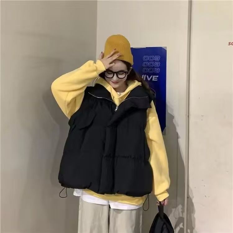 Cotton-padded clothes cotton-padded jacket women's explosive vest milk cashmere niche design gentle wind tank top sleeveless coat.