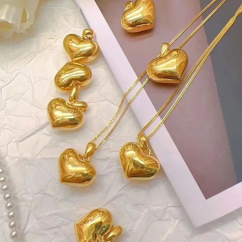 MIQIAO Real 18K Gold Heart Shaped Pendant Necklace Pure AU750 Simple Fashion Fine Jewelry Gift for Women 240906