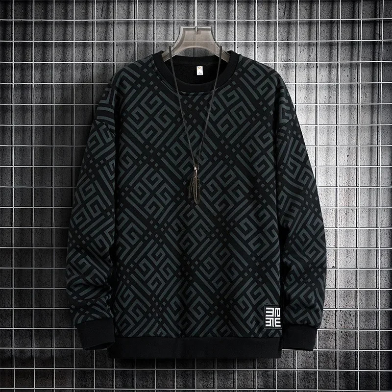 Printed Sweatshirt Men Plus Size Pullovers Oversized Sweater 7XL 8XL Man Round Neck Long Sleeve Loose Tops Big Clothing 240907