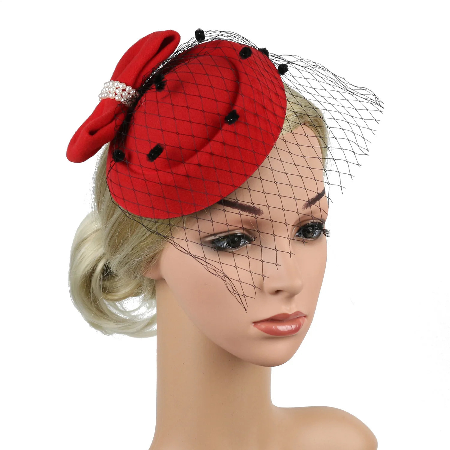 20s 50s Vintage Pillbox Hat Veil Fascinators Cocktail Tea Party Headwear Clip Fascinator for Women 240906