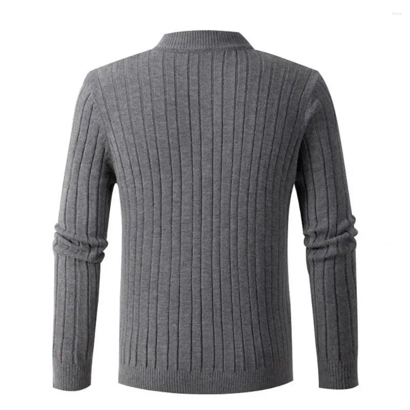 Men's Sweaters Casual Men Sweater Winter Fall Thick Knitted Zipper With Half-high Collar Solid Color Long Sleeve Slim For