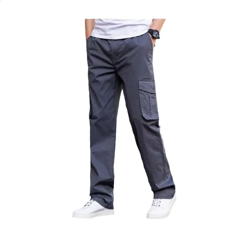 Sturdy Casual Cargo Pants Straight-leg Workwear Loose-fit Comfortable Mens Trousers For Labor Intensive Tasks 240911