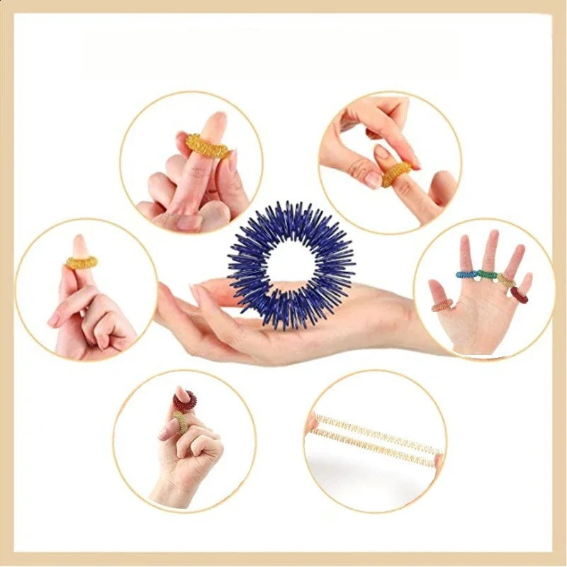 10pcsLot Finger Massage Sujok Ring Acupuncture Health Care Body Chinese Medicine Color Gold 240911