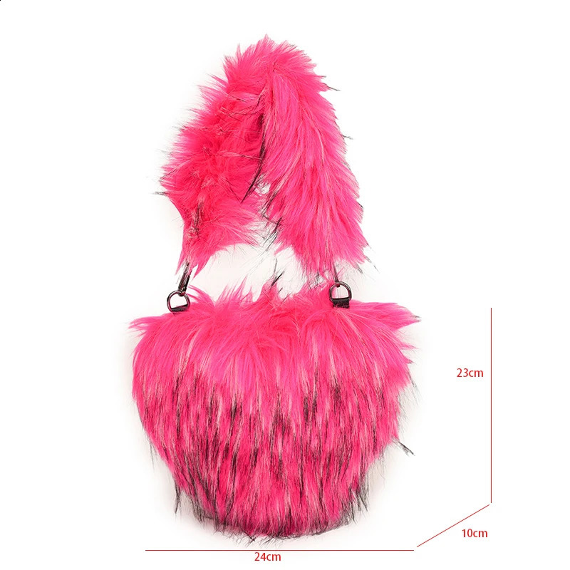 High Quality VELOUR Bag For Women Fashion Underarm Shoulder Bags Winter Warm Faux Fur Handbag Purse Tote Clutch Bag 240909