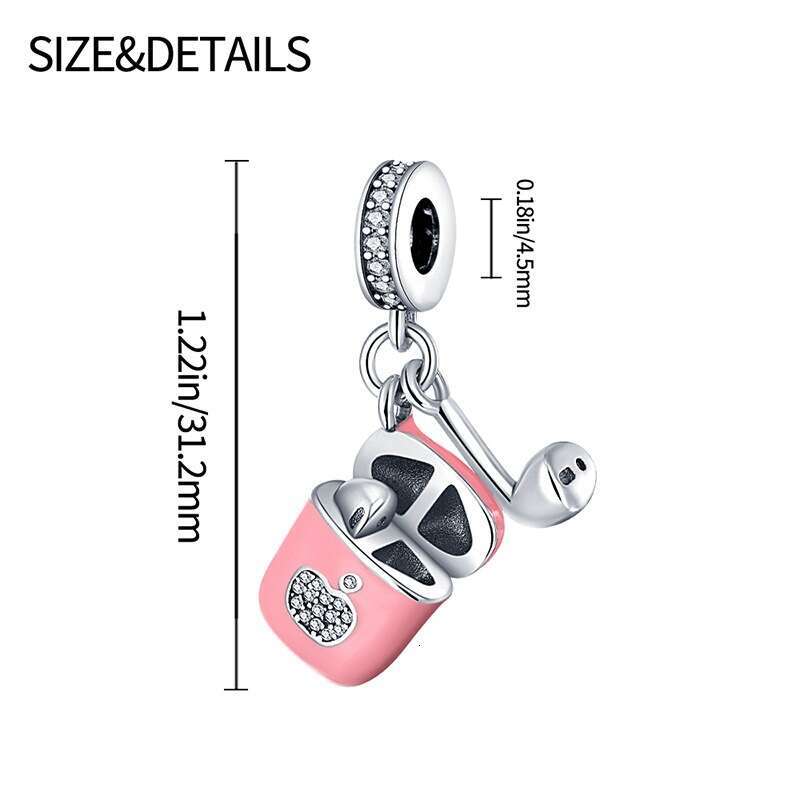 New 925 Sterling Silver Charm Bluetooth earphone pendant Fit Charms Silver 925 Original Bracelet DIY Jewelry Making For women Gifts