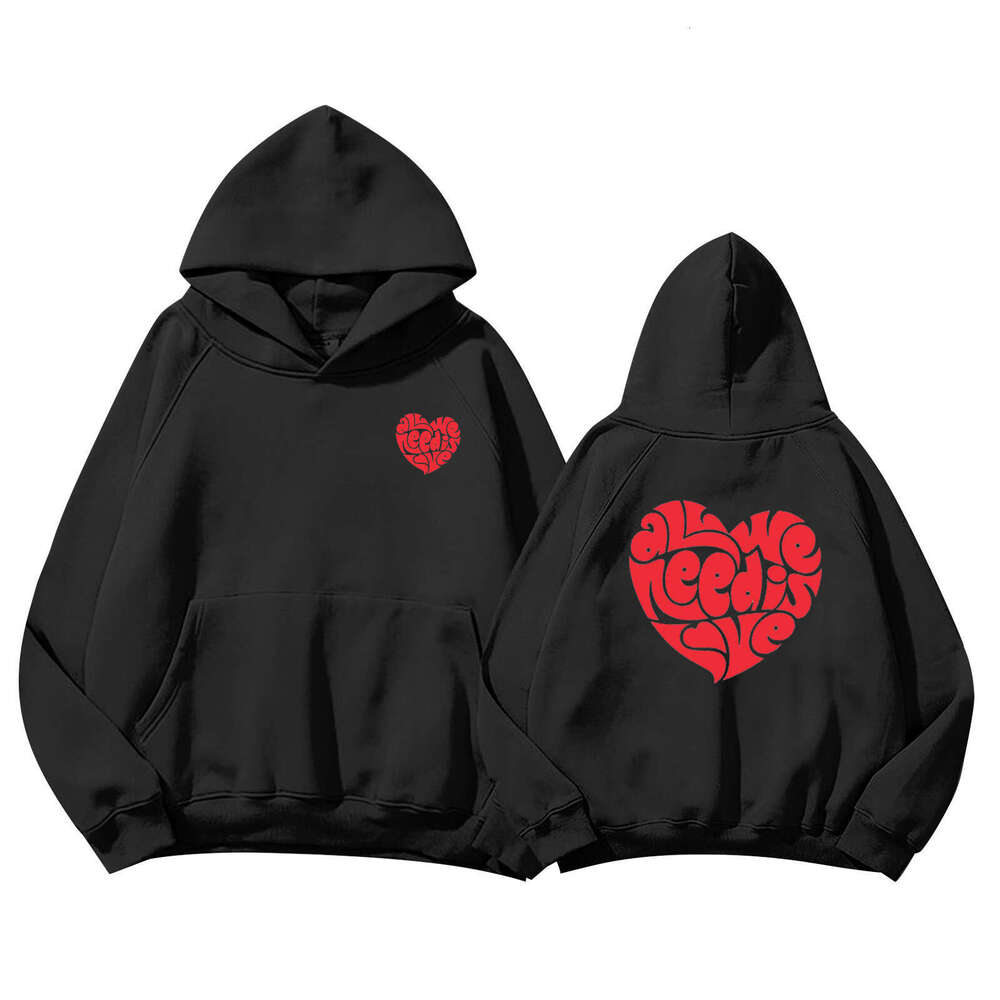 Cross Border American Fashion Brand Fleece Hoodie Hoodie With Raglan Sleeves For Men And Women, Fashionable Peach Heart Versatile Jacket