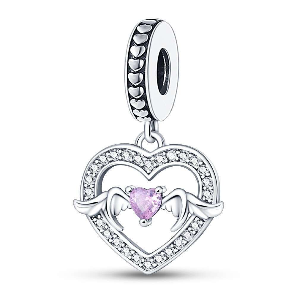 New 925 Sterling Silver Charm Heart shaped wing pendant Fit Charms Silver 925 Original Bracelet DIY Jewelry Making For women Gifts