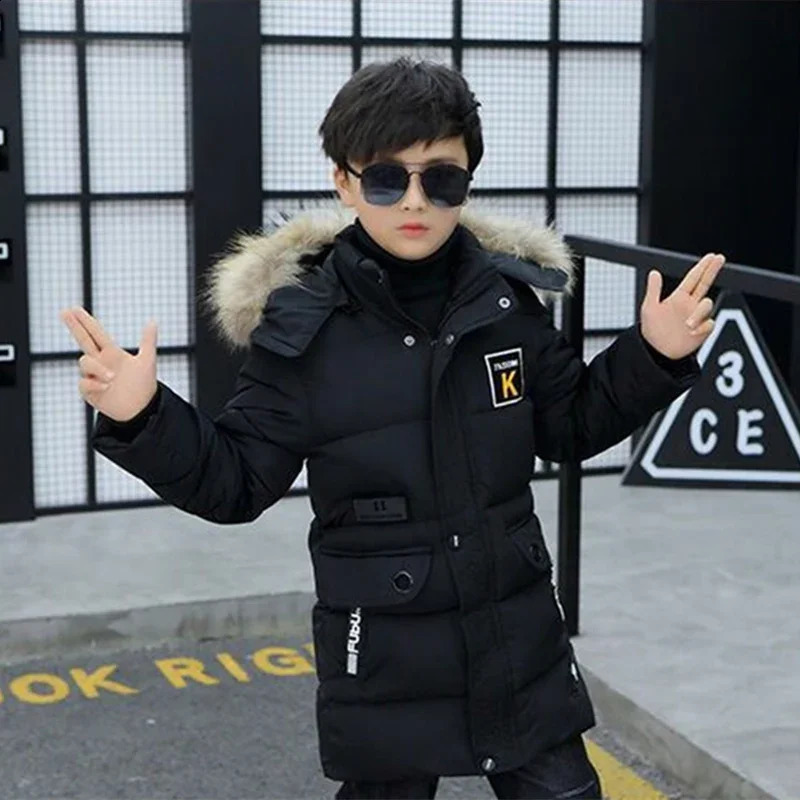 Boys down jacket outerwear cotton elegant warm thick winter with added childrens clothing 240903bj