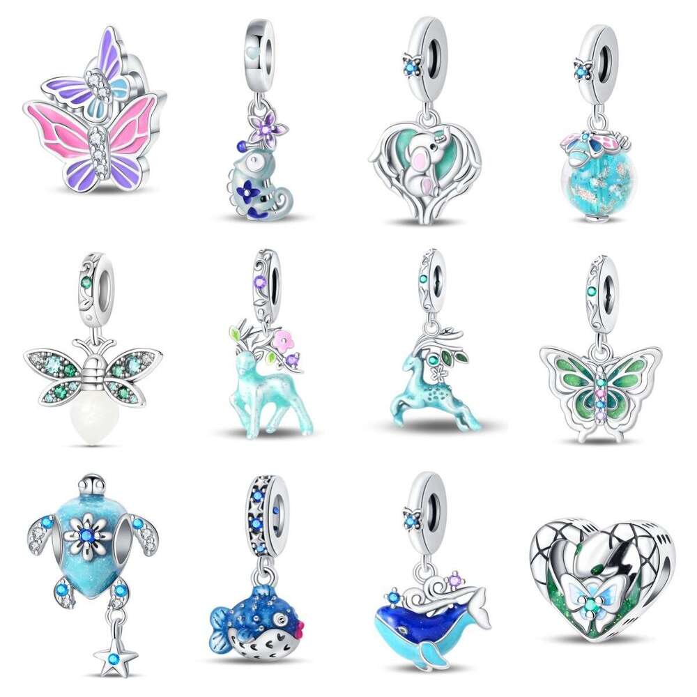 New 925 Sterling Silver Charm Luminous Butterfly Firefly Deer Pendant Fit Charms Silver 925 Bracelet DIY Jewelry Making For women Gifts
